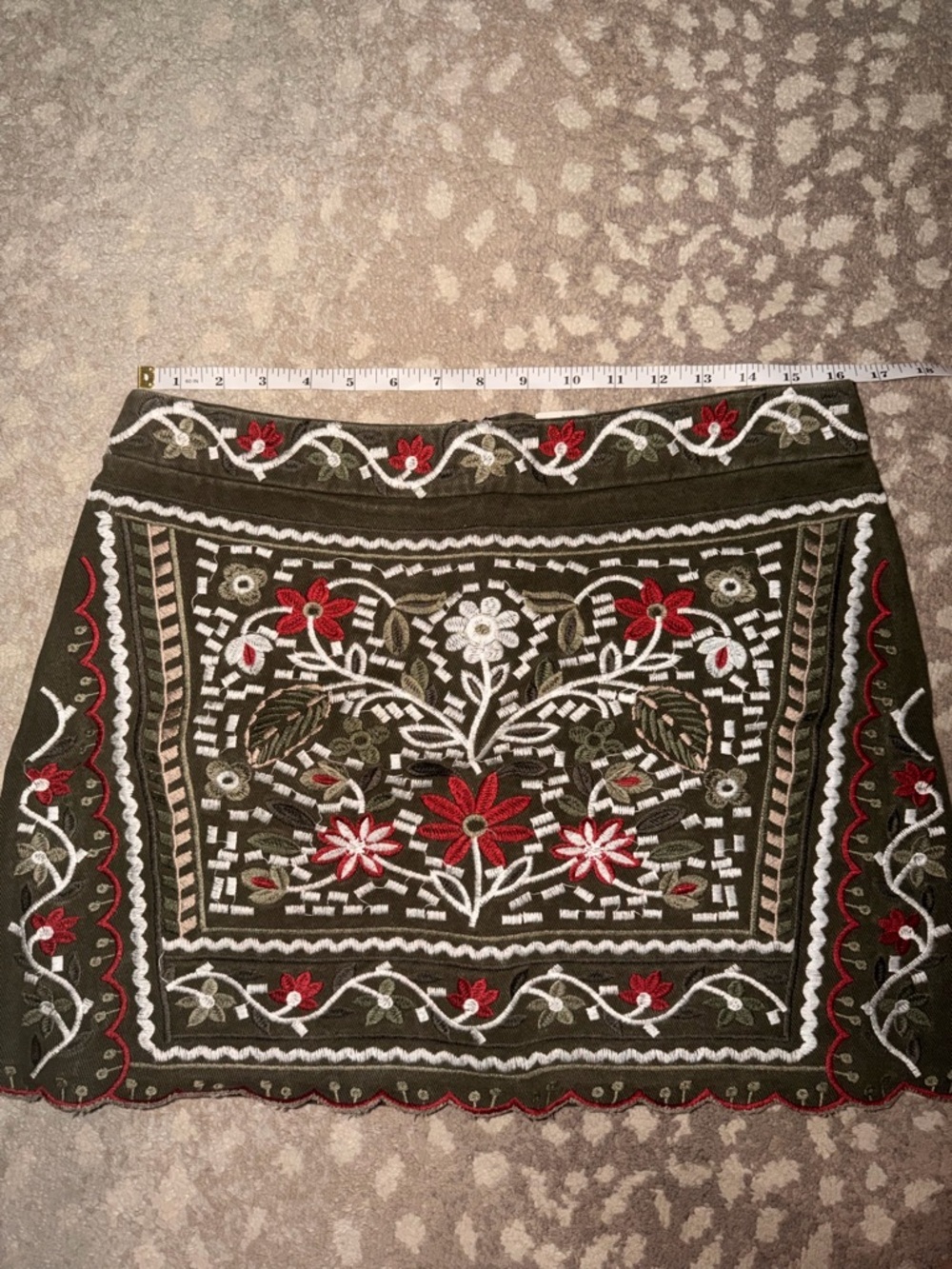 Blue Rain Embroidered Boho Mini Skirt Floral Folk Size L Bohemian - Picture 5 of 6